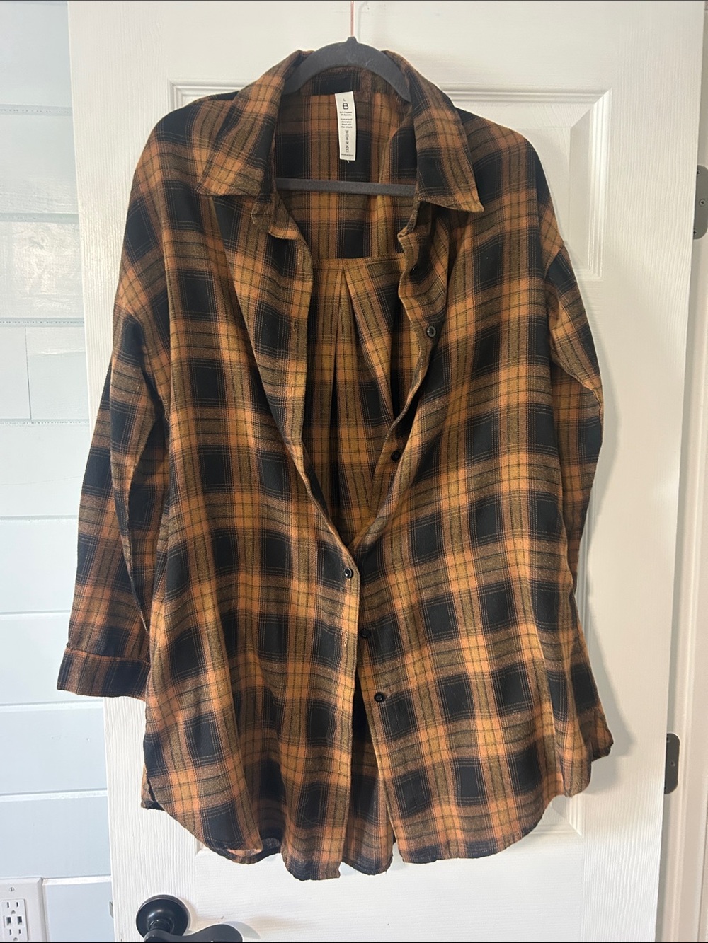 Men's Plaid Button-Up Shirt Jacket in Brown/Black